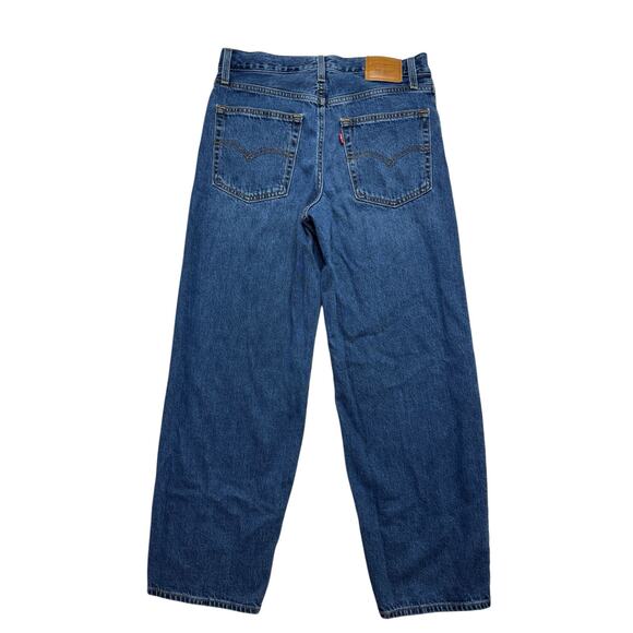 LEVIS Premium Baggy Dad Jeans Size 27 Womens Medium Wash 30” inseam 100% Cotton - Picture 2 of 9